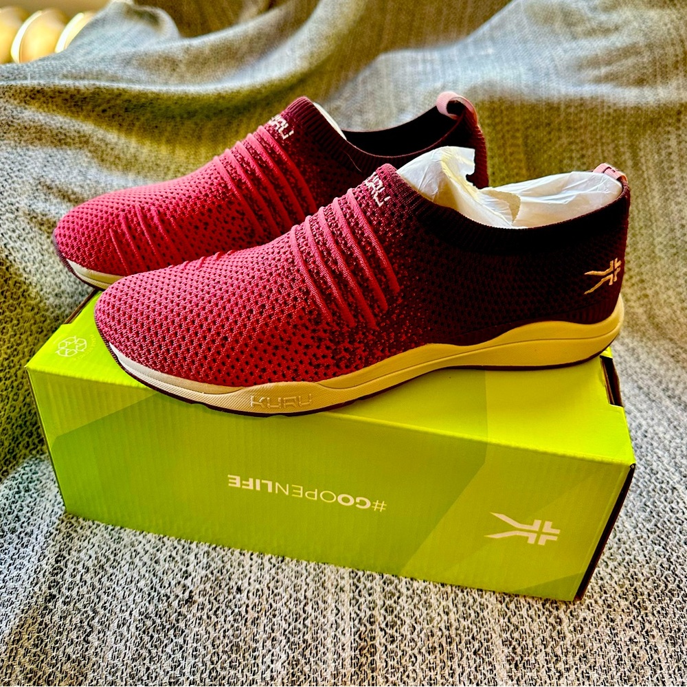 KURU STRIDE SLIP ONS PLUM-ROSE SIZE 10.5 NWT AND BOX